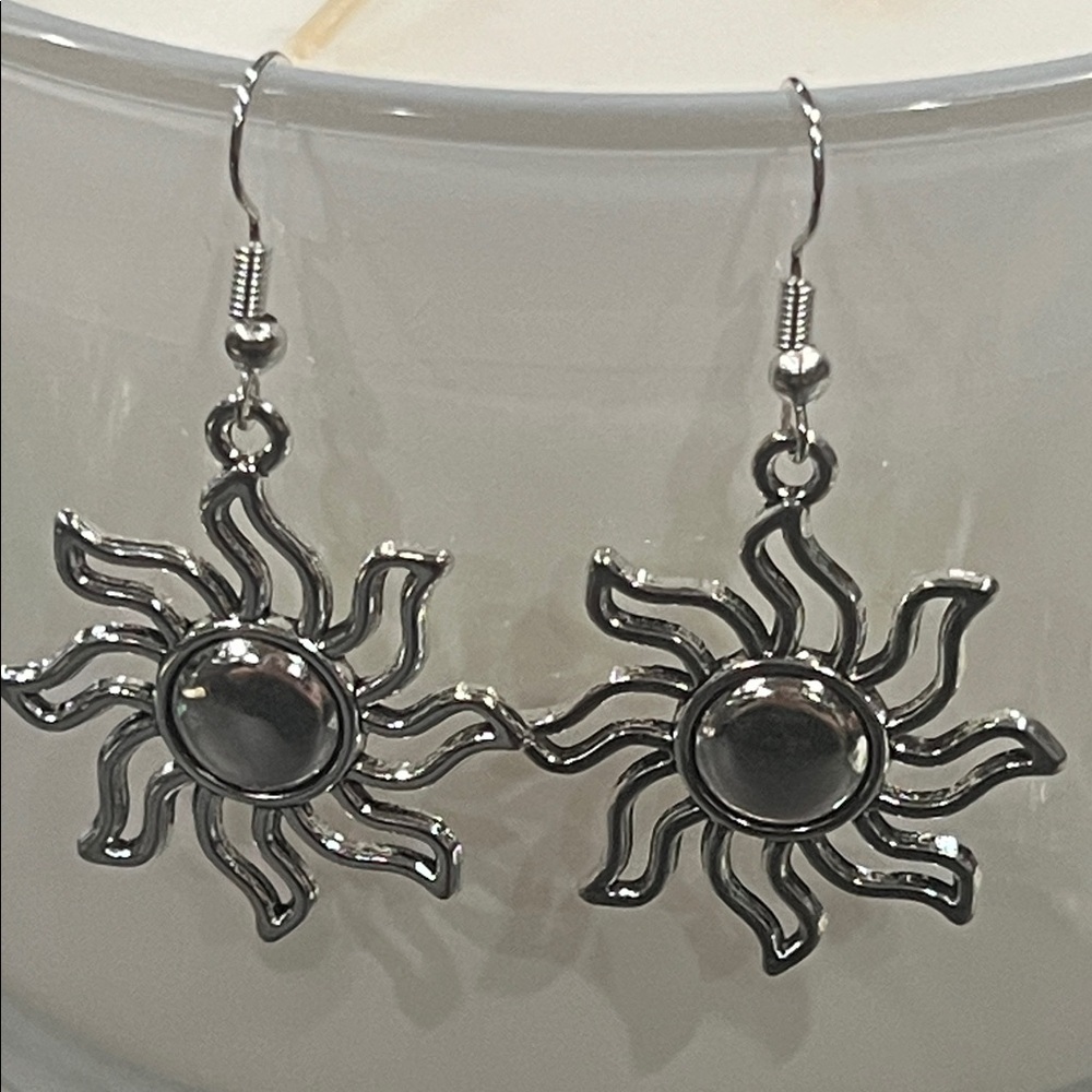 Silver Sunburst Earrings